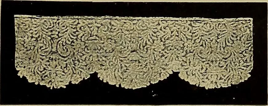 An illustration from A history of hand-made lace : Dealing with the origin of lace, the growth of the great lace centres, the mode of manufacture, the methods of distinguishing and the care of various kinds of lace ..., 1900, leaf 118