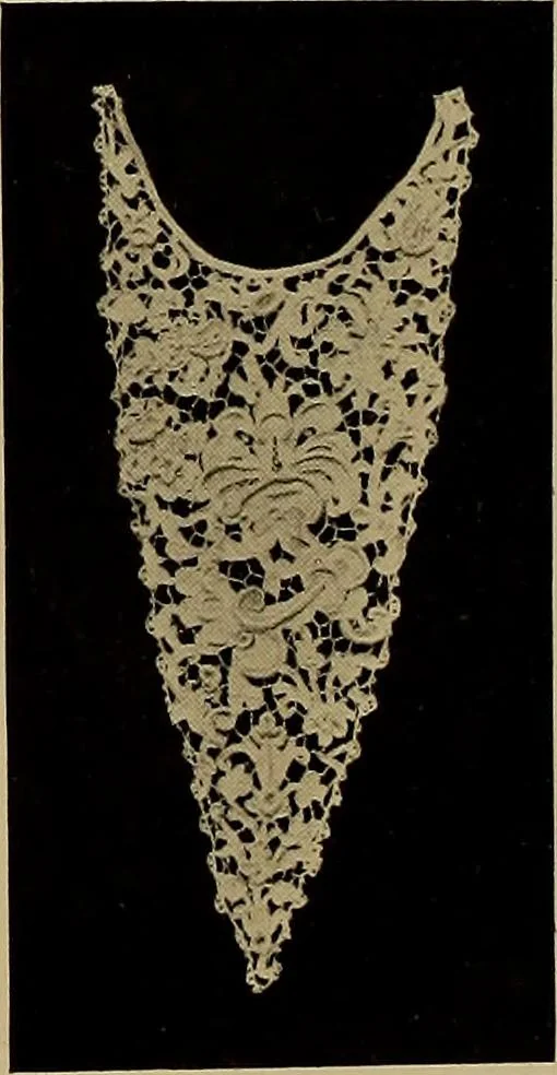 An illustration from A history of hand-made lace : Dealing with the origin of lace, the growth of the great lace centres, the mode of manufacture, the methods of distinguishing and the care of various kinds of lace ..., 1900, leaf 119