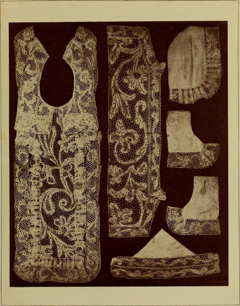 An illustration from A history of hand-made lace : Dealing with the origin of lace, the growth of the great lace centres, the mode of manufacture, the methods of distinguishing and the care of various kinds of lace ..., 1900, leaf 120