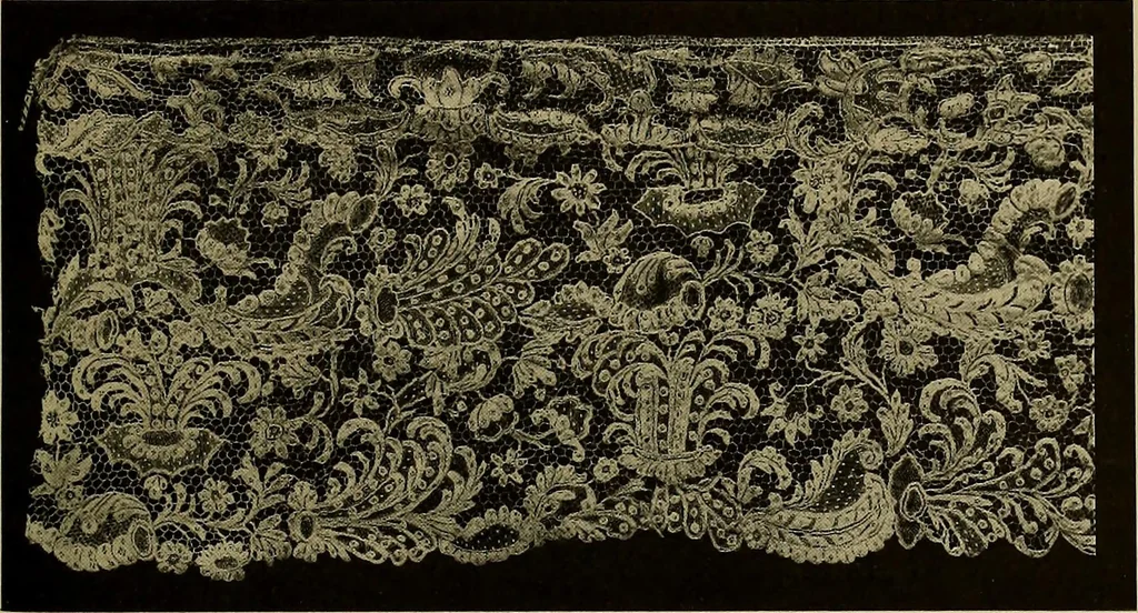 An illustration from A history of hand-made lace : Dealing with the origin of lace, the growth of the great lace centres, the mode of manufacture, the methods of distinguishing and the care of various kinds of lace ..., 1900, leaf 122