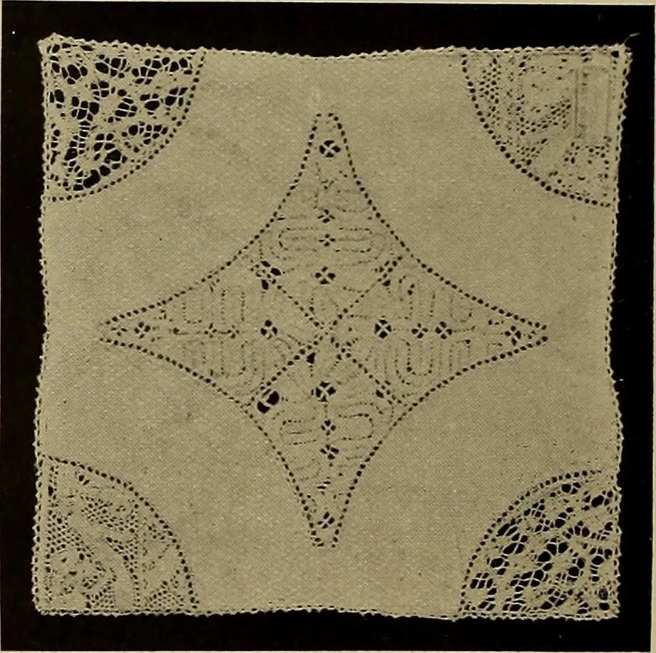 An illustration from A history of hand-made lace : Dealing with the origin of lace, the growth of the great lace centres, the mode of manufacture, the methods of distinguishing and the care of various kinds of lace ..., 1900, leaf 123