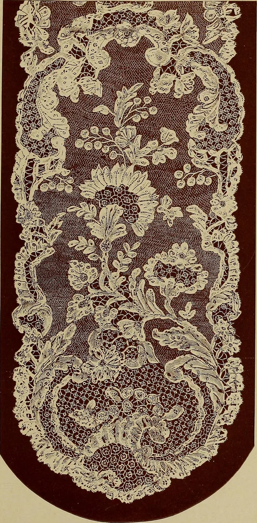 An illustration from A history of hand-made lace : Dealing with the origin of lace, the growth of the great lace centres, the mode of manufacture, the methods of distinguishing and the care of various kinds of lace ..., 1900, leaf 148