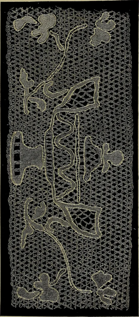 An illustration from A history of hand-made lace : Dealing with the origin of lace, the growth of the great lace centres, the mode of manufacture, the methods of distinguishing and the care of various kinds of lace ..., 1900, leaf 152