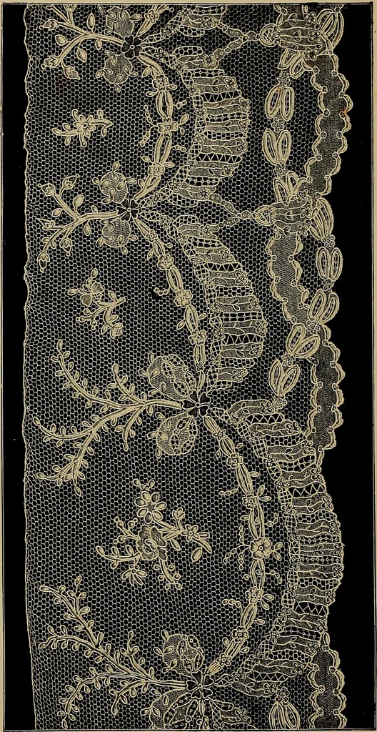 An illustration from A history of hand-made lace : Dealing with the origin of lace, the growth of the great lace centres, the mode of manufacture, the methods of distinguishing and the care of various kinds of lace ..., 1900, leaf 153
