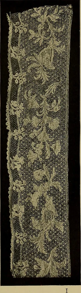 An illustration from A history of hand-made lace : Dealing with the origin of lace, the growth of the great lace centres, the mode of manufacture, the methods of distinguishing and the care of various kinds of lace ..., 1900, leaf 154