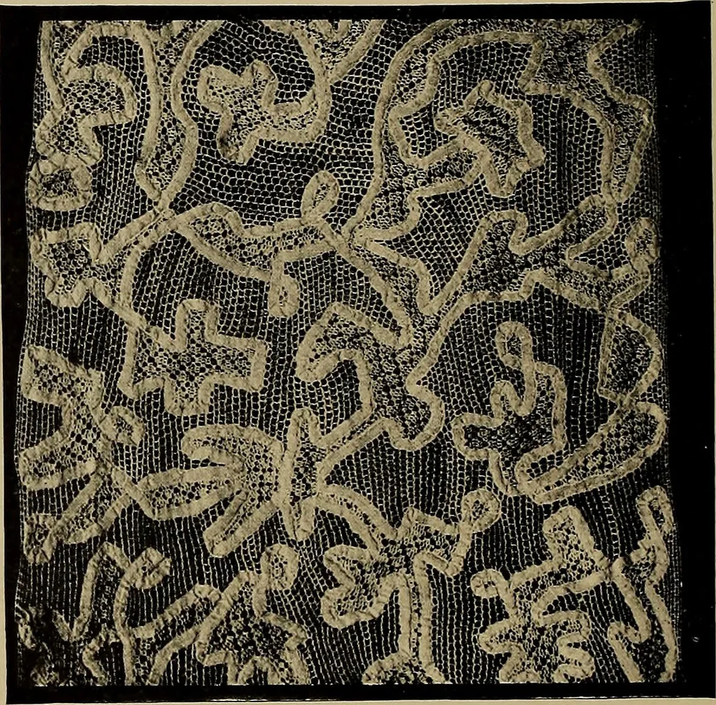 An illustration from A history of hand-made lace : Dealing with the origin of lace, the growth of the great lace centres, the mode of manufacture, the methods of distinguishing and the care of various kinds of lace ..., 1900, leaf 159