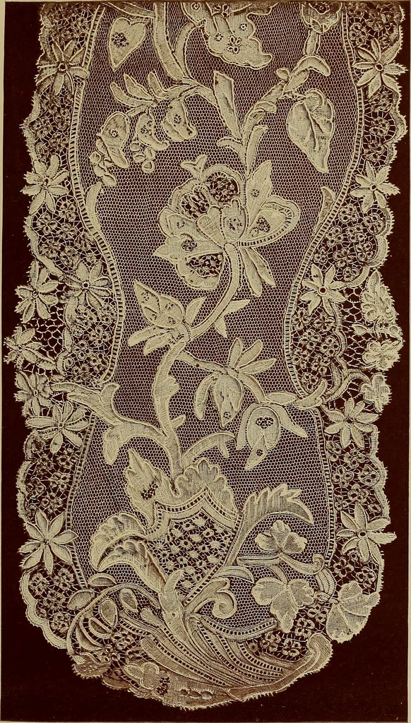 An illustration from A history of hand-made lace : Dealing with the origin of lace, the growth of the great lace centres, the mode of manufacture, the methods of distinguishing and the care of various kinds of lace ..., 1900, leaf 160