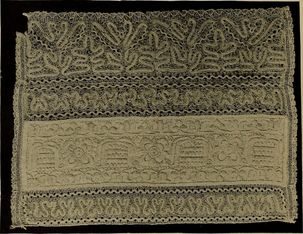 An illustration from A history of hand-made lace : Dealing with the origin of lace, the growth of the great lace centres, the mode of manufacture, the methods of distinguishing and the care of various kinds of lace ..., 1900, leaf 165
