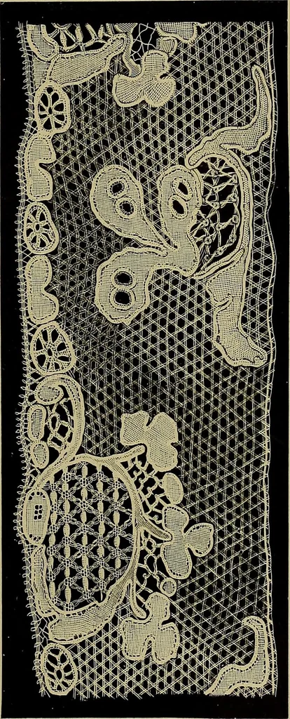 An illustration from A history of hand-made lace : Dealing with the origin of lace, the growth of the great lace centres, the mode of manufacture, the methods of distinguishing and the care of various kinds of lace ..., 1900, leaf 168