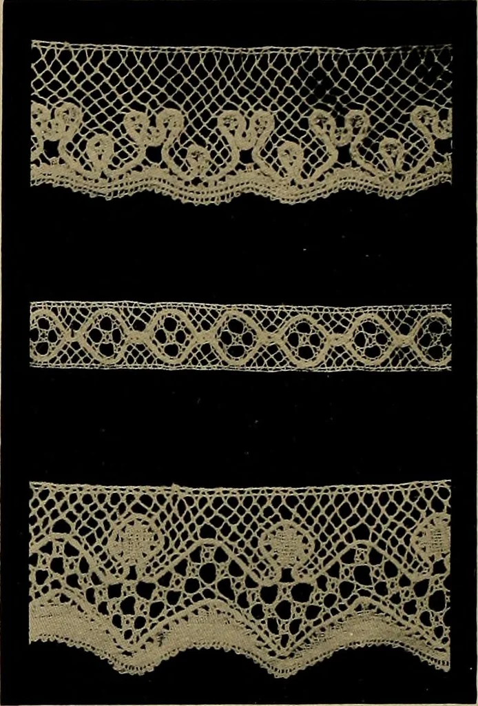 An illustration from A history of hand-made lace : Dealing with the origin of lace, the growth of the great lace centres, the mode of manufacture, the methods of distinguishing and the care of various kinds of lace ..., 1900, leaf 169