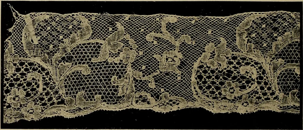An illustration from A history of hand-made lace : Dealing with the origin of lace, the growth of the great lace centres, the mode of manufacture, the methods of distinguishing and the care of various kinds of lace ..., 1900, leaf 175