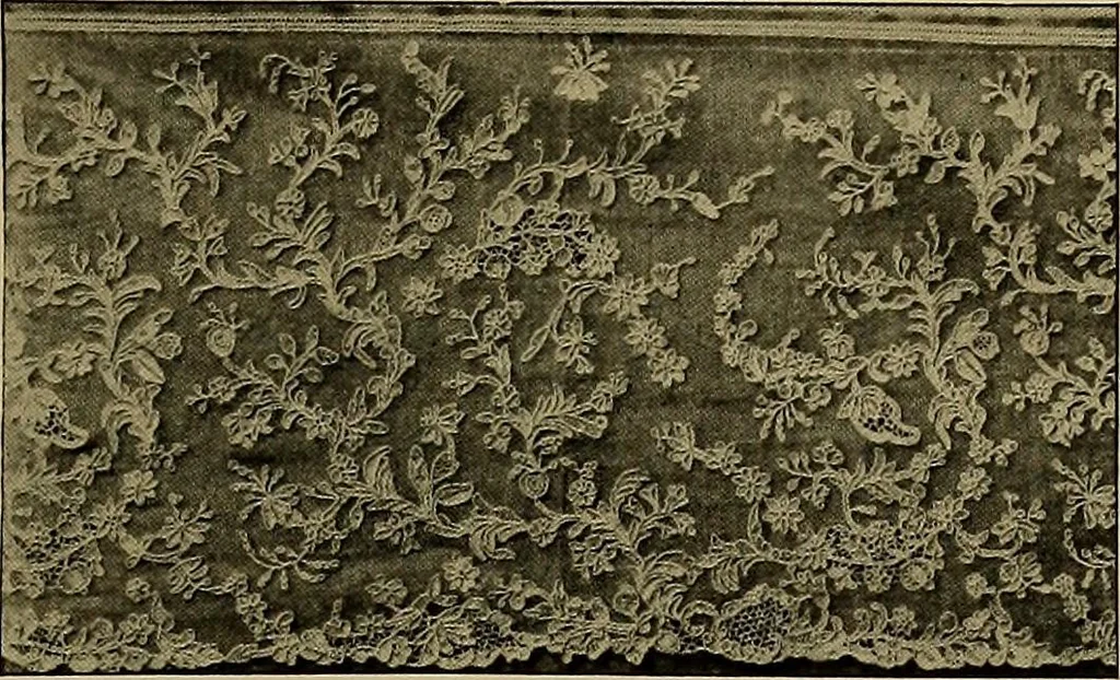 An illustration from A history of hand-made lace : Dealing with the origin of lace, the growth of the great lace centres, the mode of manufacture, the methods of distinguishing and the care of various kinds of lace ..., 1900, leaf 178