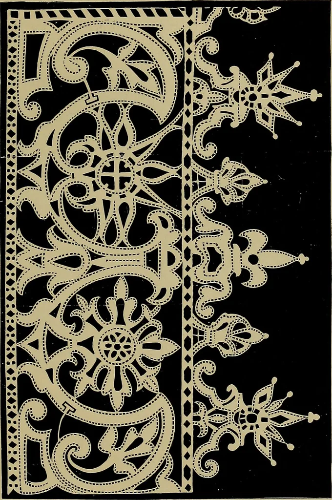 An illustration from A history of hand-made lace : Dealing with the origin of lace, the growth of the great lace centres, the mode of manufacture, the methods of distinguishing and the care of various kinds of lace ..., 1900, leaf 188