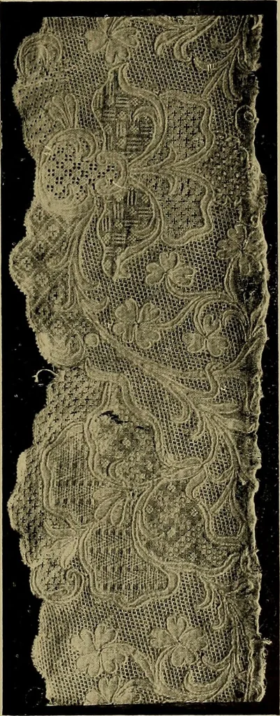 An illustration from A history of hand-made lace : Dealing with the origin of lace, the growth of the great lace centres, the mode of manufacture, the methods of distinguishing and the care of various kinds of lace ..., 1900, leaf 190