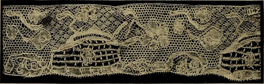 An illustration from A history of hand-made lace : Dealing with the origin of lace, the growth of the great lace centres, the mode of manufacture, the methods of distinguishing and the care of various kinds of lace ..., 1900, leaf 199