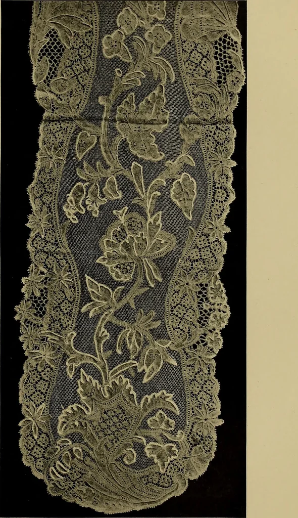 An illustration from A history of hand-made lace : Dealing with the origin of lace, the growth of the great lace centres, the mode of manufacture, the methods of distinguishing and the care of various kinds of lace ..., 1900, leaf 200