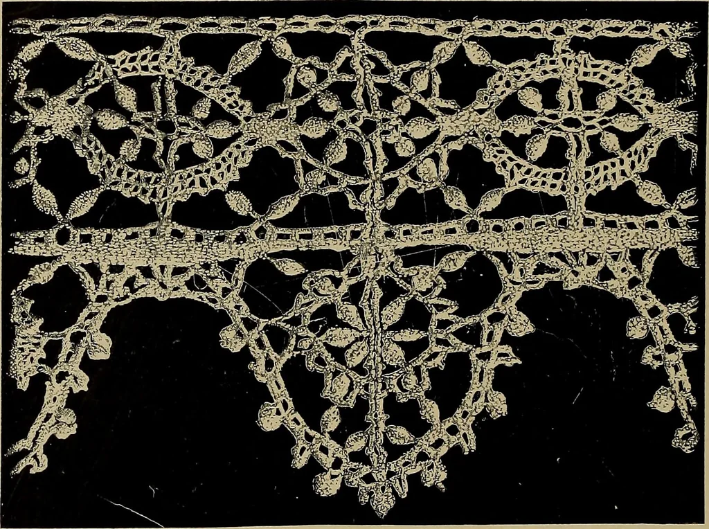 An illustration from A history of hand-made lace : Dealing with the origin of lace, the growth of the great lace centres, the mode of manufacture, the methods of distinguishing and the care of various kinds of lace ..., 1900, leaf 207