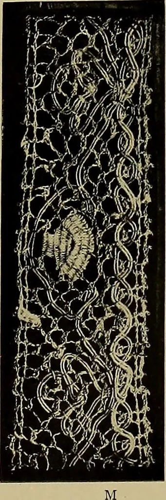 An illustration from A history of hand-made lace : Dealing with the origin of lace, the growth of the great lace centres, the mode of manufacture, the methods of distinguishing and the care of various kinds of lace ..., 1900, leaf 210