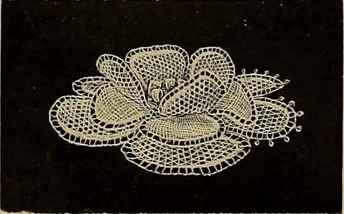 An illustration from A history of hand-made lace : Dealing with the origin of lace, the growth of the great lace centres, the mode of manufacture, the methods of distinguishing and the care of various kinds of lace ..., 1900, leaf 219