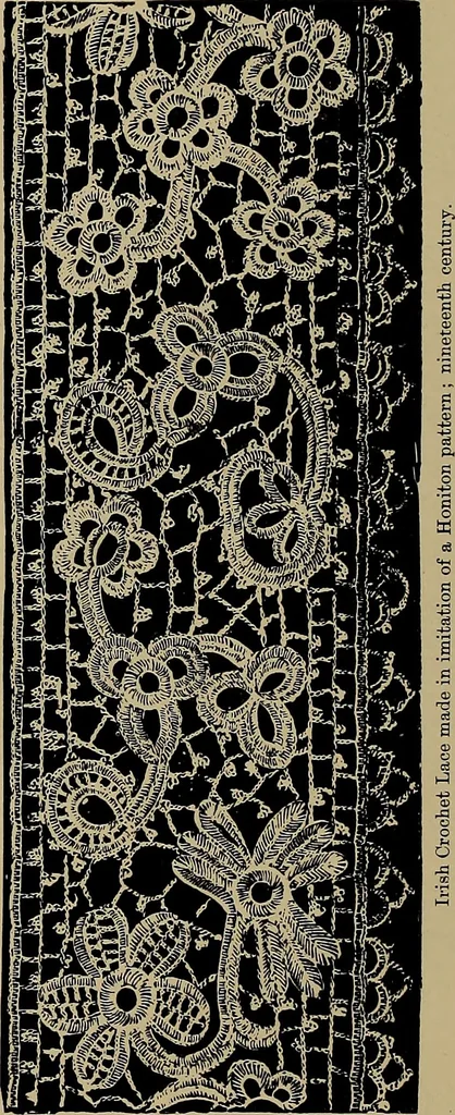 An illustration from A history of hand-made lace : Dealing with the origin of lace, the growth of the great lace centres, the mode of manufacture, the methods of distinguishing and the care of various kinds of lace ..., 1900, leaf 221