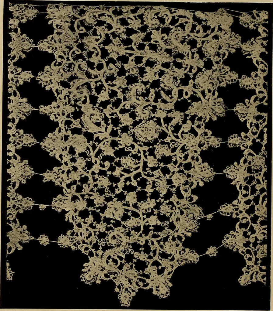 An illustration from A history of hand-made lace : Dealing with the origin of lace, the growth of the great lace centres, the mode of manufacture, the methods of distinguishing and the care of various kinds of lace ..., 1900, leaf 239