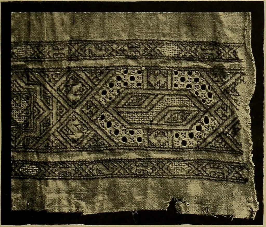 An illustration from A history of hand-made lace : Dealing with the origin of lace, the growth of the great lace centres, the mode of manufacture, the methods of distinguishing and the care of various kinds of lace ..., 1900, leaf 24