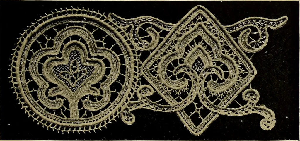 An illustration from A history of hand-made lace : Dealing with the origin of lace, the growth of the great lace centres, the mode of manufacture, the methods of distinguishing and the care of various kinds of lace ..., 1900, leaf 246