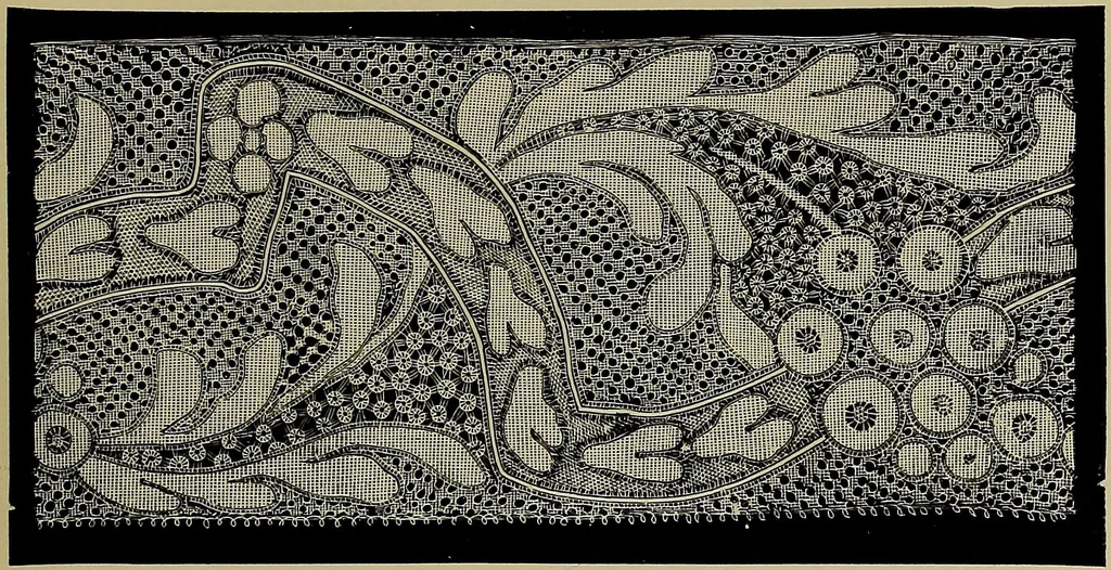 An illustration from A history of hand-made lace : Dealing with the origin of lace, the growth of the great lace centres, the mode of manufacture, the methods of distinguishing and the care of various kinds of lace ..., 1900, leaf 254