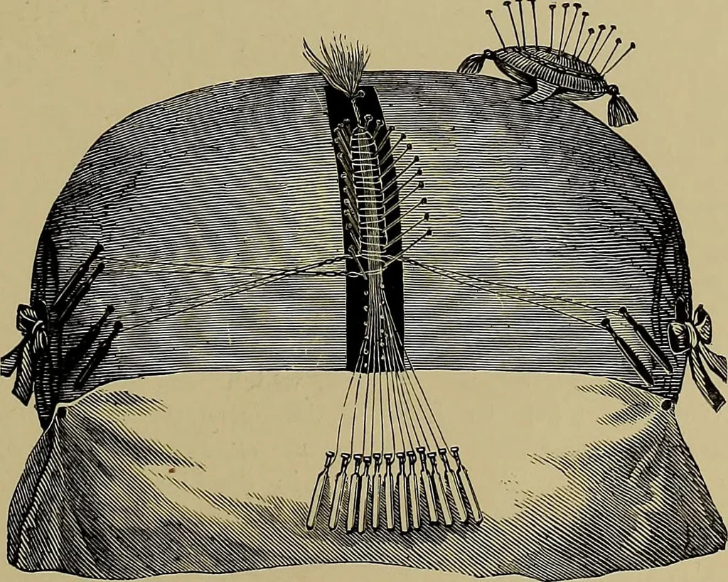 An illustration from A history of hand-made lace : Dealing with the origin of lace, the growth of the great lace centres, the mode of manufacture, the methods of distinguishing and the care of various kinds of lace ..., 1900, leaf 262