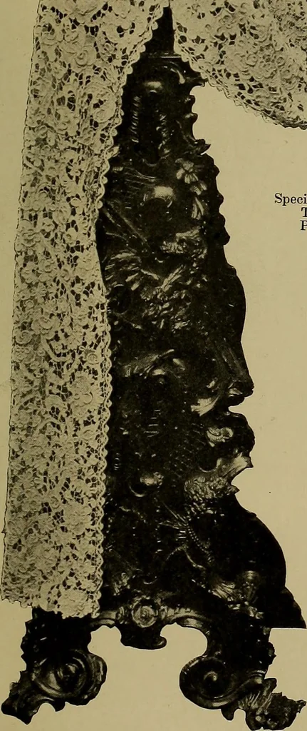 An illustration from A history of hand-made lace : Dealing with the origin of lace, the growth of the great lace centres, the mode of manufacture, the methods of distinguishing and the care of various kinds of lace ..., 1900, leaf 44