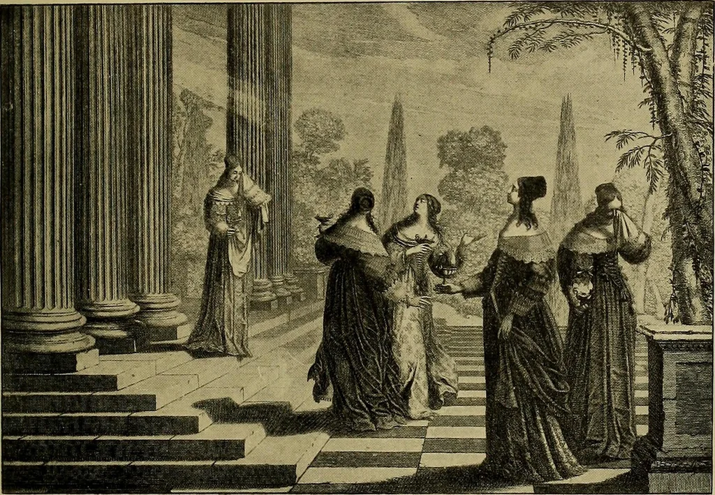 An illustration from A history of hand-made lace : Dealing with the origin of lace, the growth of the great lace centres, the mode of manufacture, the methods of distinguishing and the care of various kinds of lace ..., 1900, leaf 58