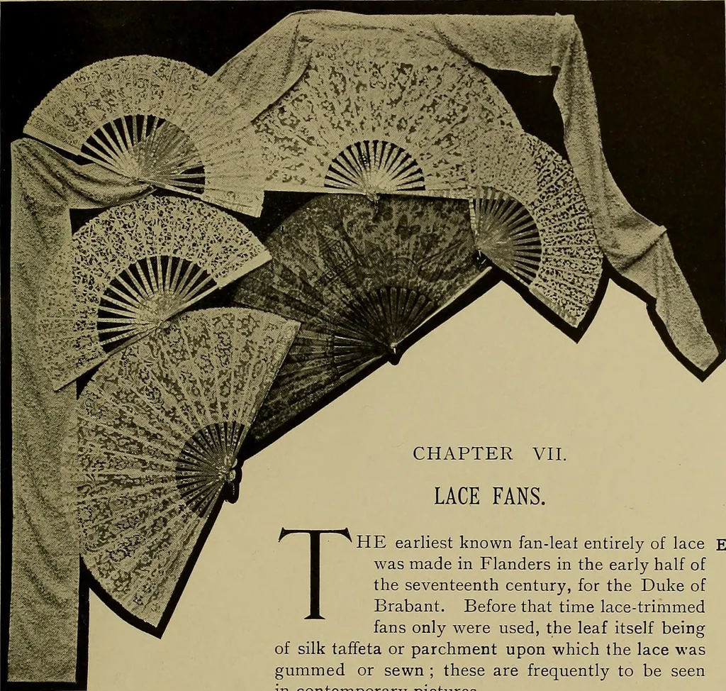 An illustration from A history of hand-made lace : Dealing with the origin of lace, the growth of the great lace centres, the mode of manufacture, the methods of distinguishing and the care of various kinds of lace ..., 1900, leaf 96