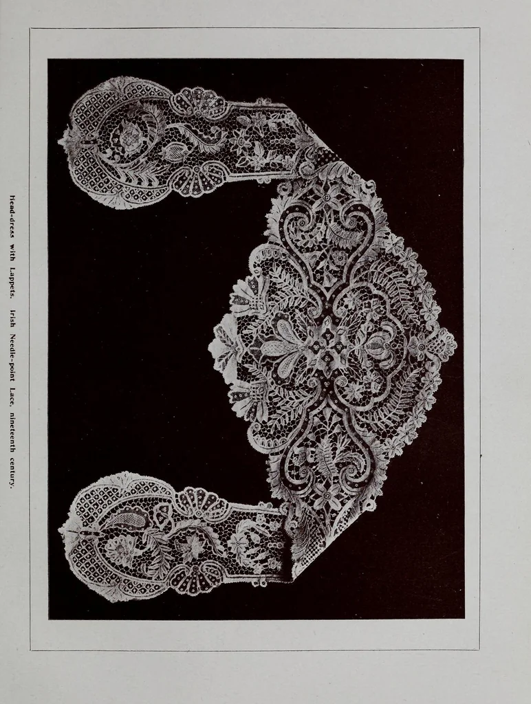 An illustration from A history of hand-made lace; dealing with the origin of lace, the growth of the great lace centres, the mode of manufacture, the methods of distinguishing and the care of various kinds of lace, 1900, leaf 89