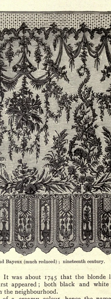 An illustration from A history of hand-made lace. Dealing with the origin of lace, the growth of the great lace centres, the mode of manufactures, the methods of distiuguishing and the care of various kinds of lace, 1900, leaf 164
