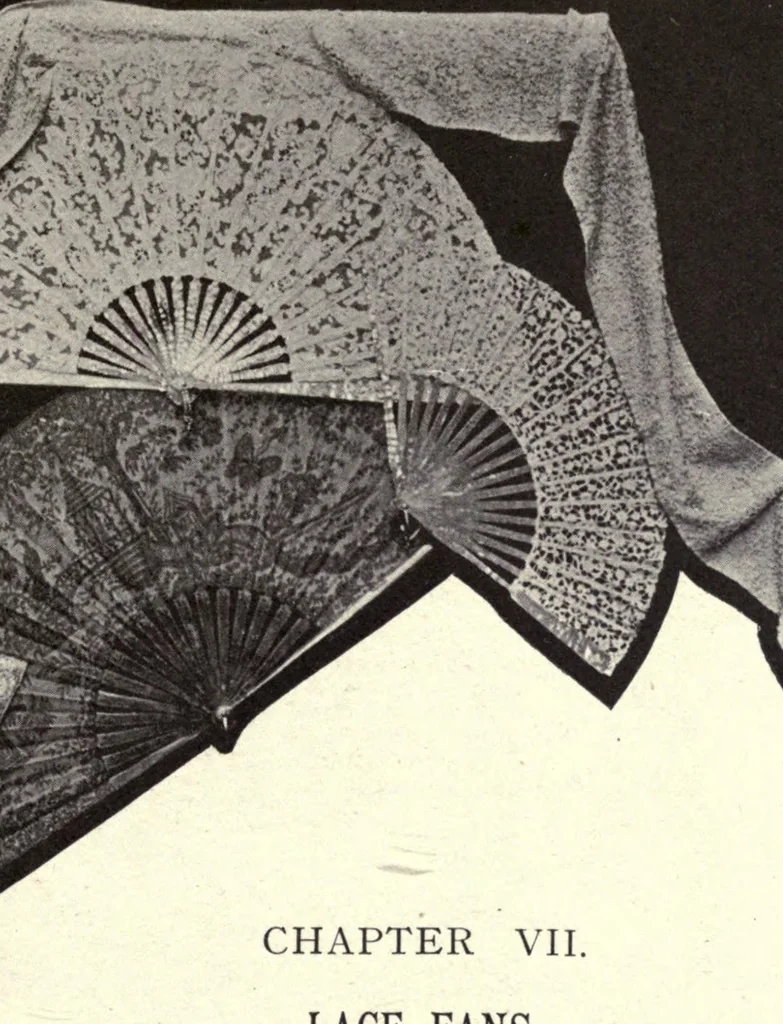 An illustration from A history of hand-made lace. Dealing with the origin of lace, the growth of the great lace centres, the mode of manufactures, the methods of distiuguishing and the care of various kinds of lace, 1900, leaf 97