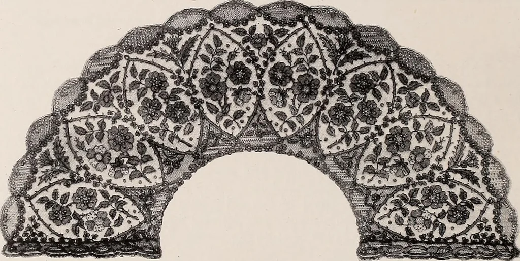 An illustration from A history of hand-made lace : dealing with the origin of lace, the growth of the great lace centres, the mode of manufacture, the methods of distinguishing and the care of various kinds of lace, 1900, leaf 103