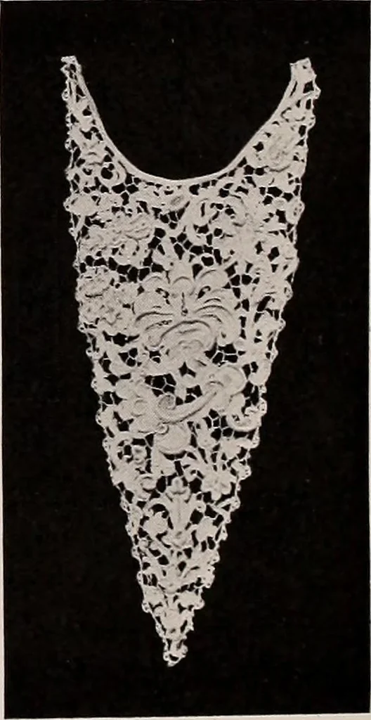 An illustration from A history of hand-made lace : dealing with the origin of lace, the growth of the great lace centres, the mode of manufacture, the methods of distinguishing and the care of various kinds of lace, 1900, leaf 119