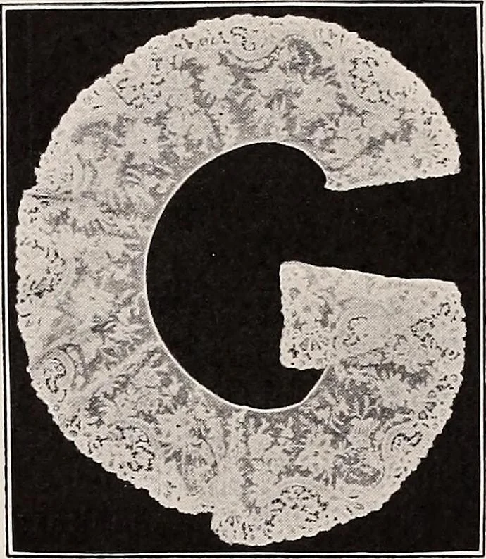 An illustration from A history of hand-made lace : dealing with the origin of lace, the growth of the great lace centres, the mode of manufacture, the methods of distinguishing and the care of various kinds of lace, 1900, leaf 133