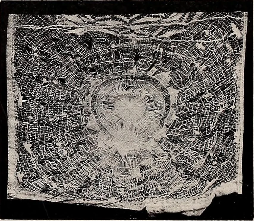 An illustration from A history of hand-made lace : dealing with the origin of lace, the growth of the great lace centres, the mode of manufacture, the methods of distinguishing and the care of various kinds of lace, 1900, leaf 151