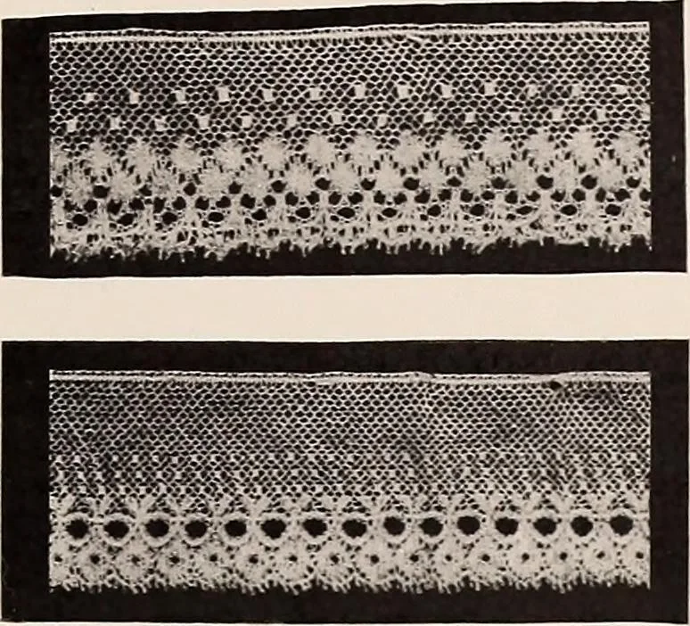 An illustration from A history of hand-made lace : dealing with the origin of lace, the growth of the great lace centres, the mode of manufacture, the methods of distinguishing and the care of various kinds of lace, 1900, leaf 158