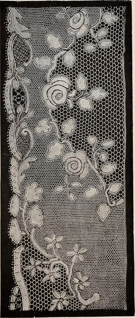 An illustration from A history of hand-made lace : dealing with the origin of lace, the growth of the great lace centres, the mode of manufacture, the methods of distinguishing and the care of various kinds of lace, 1900, leaf 170