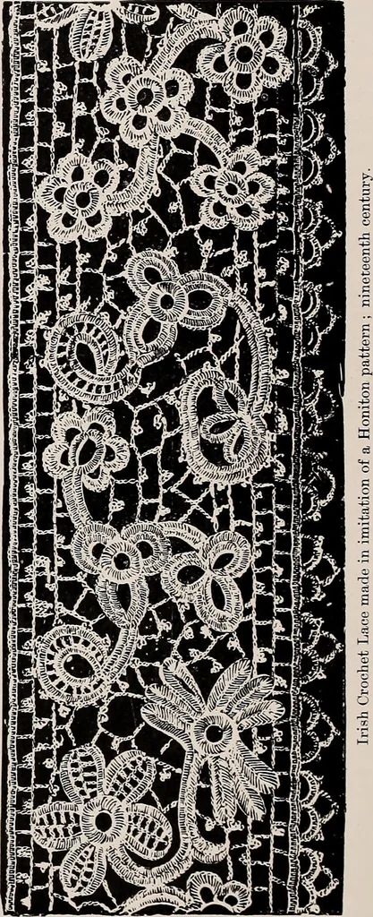 An illustration from A history of hand-made lace : dealing with the origin of lace, the growth of the great lace centres, the mode of manufacture, the methods of distinguishing and the care of various kinds of lace, 1900, leaf 221