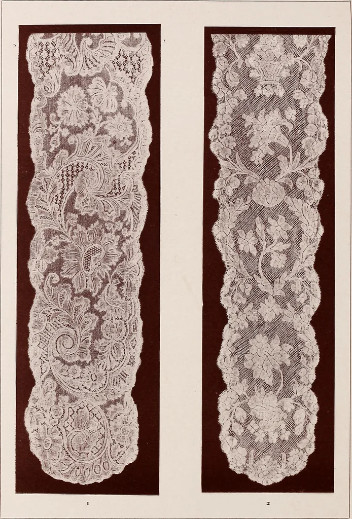 An illustration from A history of hand-made lace : dealing with the origin of lace, the growth of the great lace centres, the mode of manufacture, the methods of distinguishing and the care of various kinds of lace, 1900, leaf 231