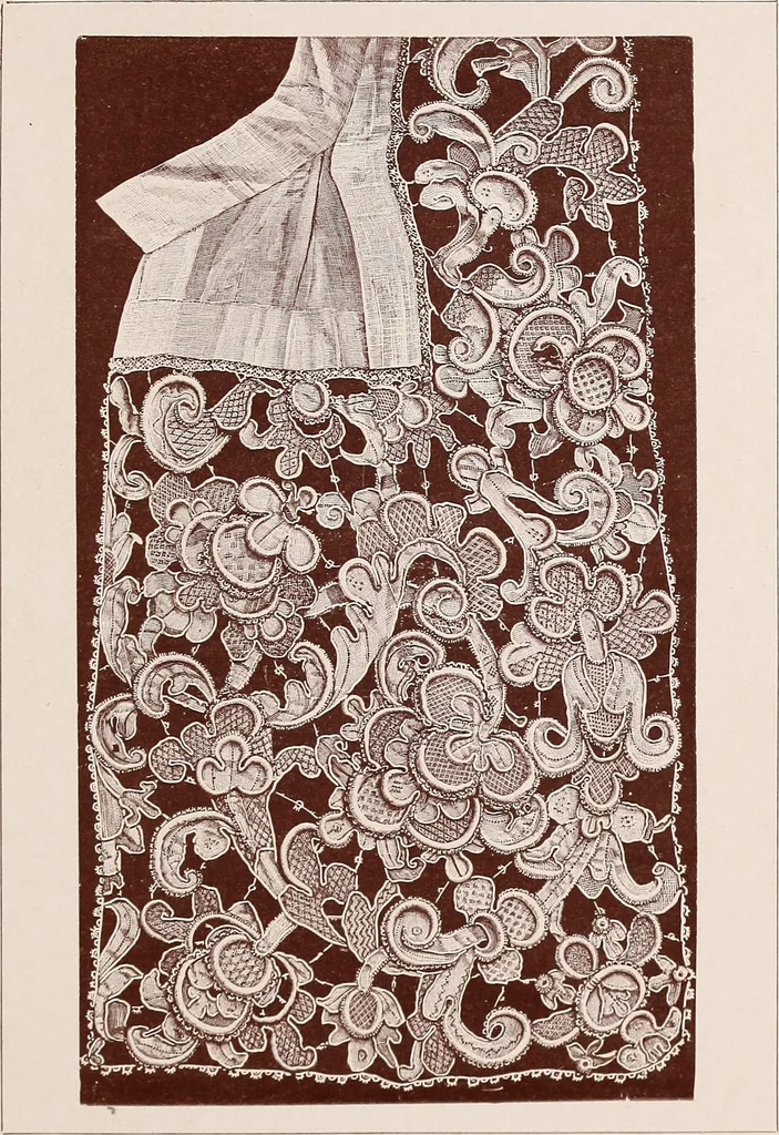 An illustration from A history of hand-made lace : dealing with the origin of lace, the growth of the great lace centres, the mode of manufacture, the methods of distinguishing and the care of various kinds of lace, 1900, leaf 256