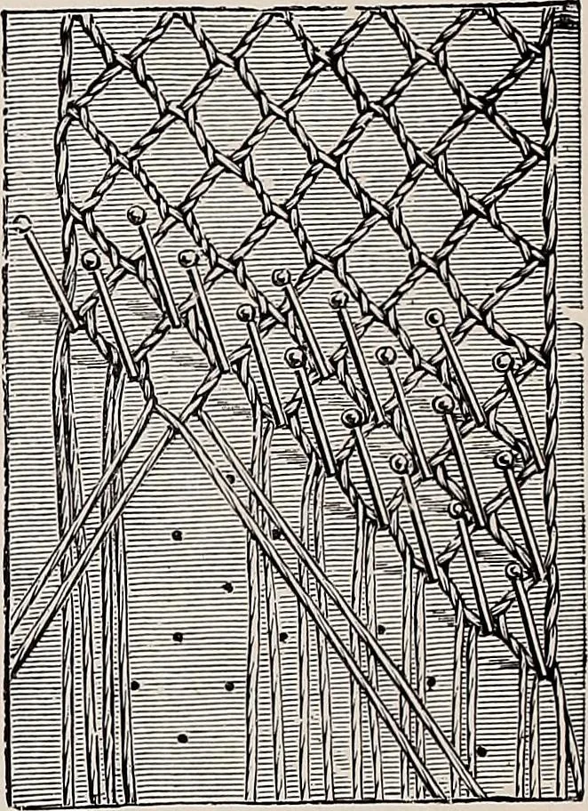 An illustration from A history of hand-made lace : dealing with the origin of lace, the growth of the great lace centres, the mode of manufacture, the methods of distinguishing and the care of various kinds of lace, 1900, leaf 265