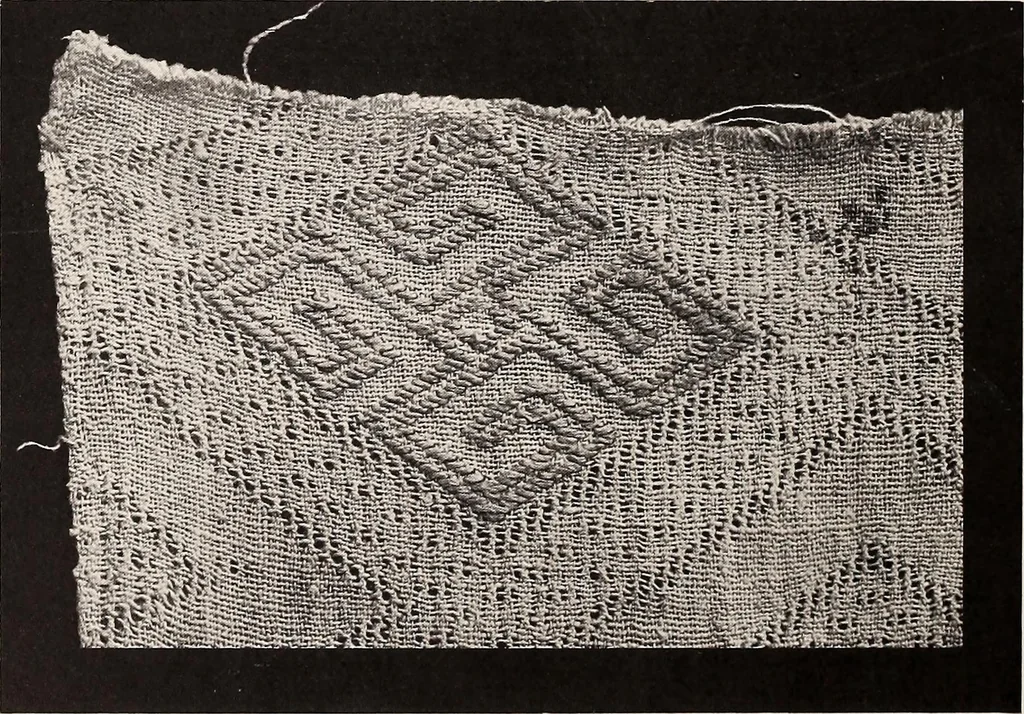 An illustration from A history of hand-made lace : dealing with the origin of lace, the growth of the great lace centres, the mode of manufacture, the methods of distinguishing and the care of various kinds of lace, 1900, leaf 27