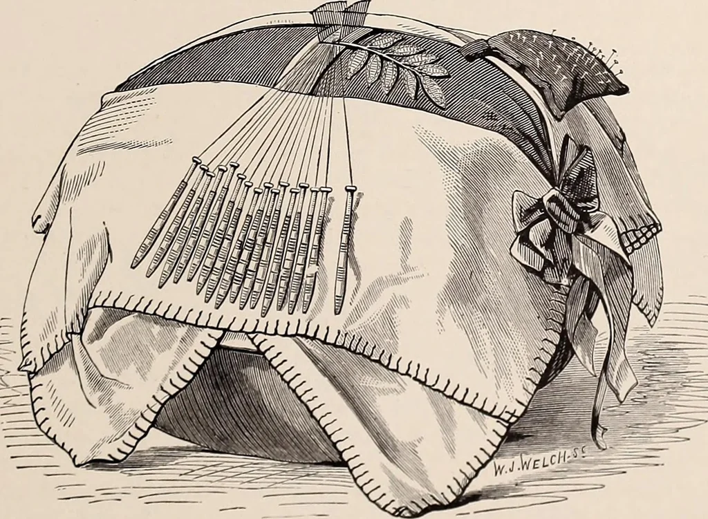 An illustration from A history of hand-made lace : dealing with the origin of lace, the growth of the great lace centres, the mode of manufacture, the methods of distinguishing and the care of various kinds of lace, 1900, leaf 270