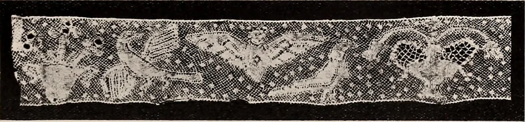 An illustration from A history of hand-made lace : dealing with the origin of lace, the growth of the great lace centres, the mode of manufacture, the methods of distinguishing and the care of various kinds of lace, 1900, leaf 88