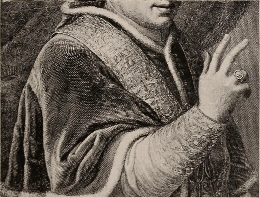 An illustration from A history of hand-made lace : dealing with the origin of lace, the growth of the great lace centres, the mode of manufacture, the methods of distinguishing and the care of various kinds of lace, 1900, leaf 92