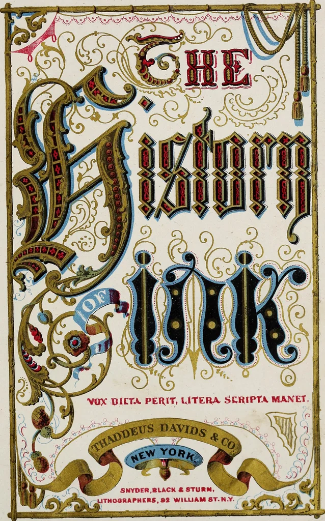 An illustration from The history of ink, including its etymology, chemistry, and bibliography, 1860, leaf 6
